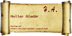 Holler Aladár névjegykártya